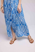 Vestido Largo Mangas Cortas - Azul