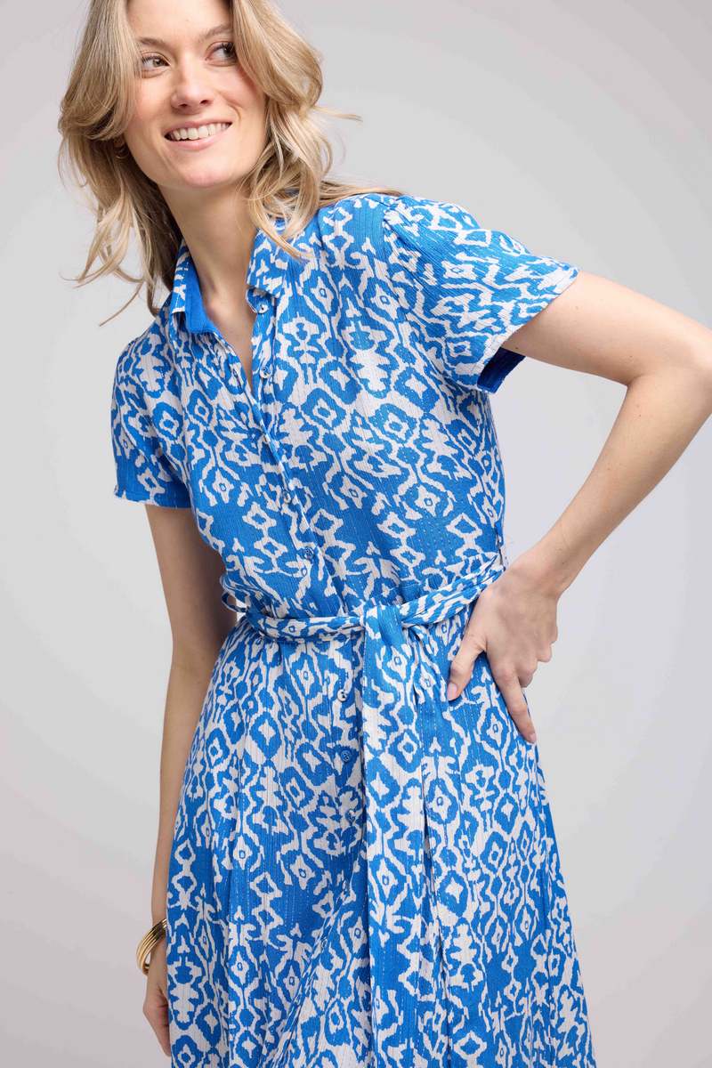 Vestido Largo Mangas Cortas - Azul