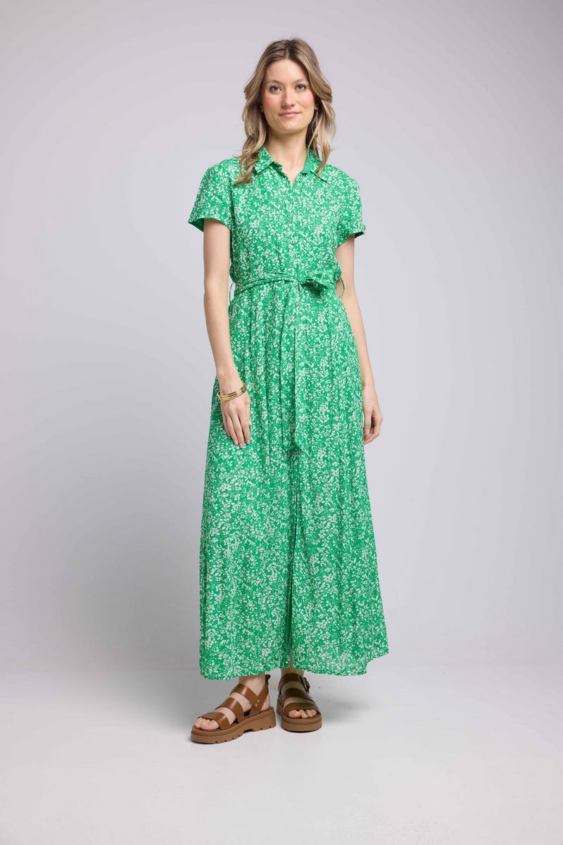 Vestido largo de manga corta - Verde