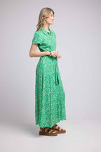 Vestido largo de manga corta - Verde