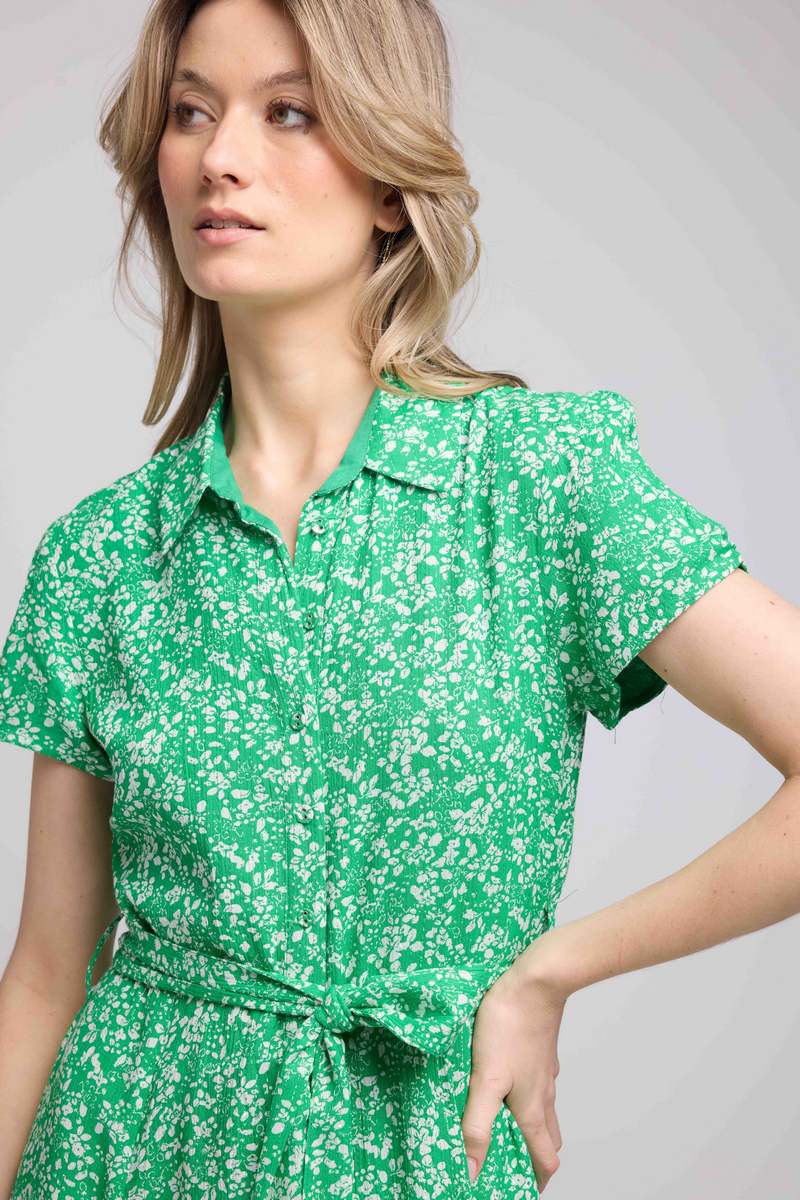 Vestido largo de manga corta - Verde