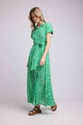 Vestido largo de manga corta - Verde