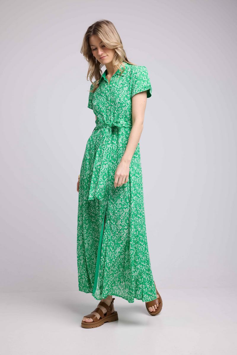 Vestido largo de manga corta - Verde