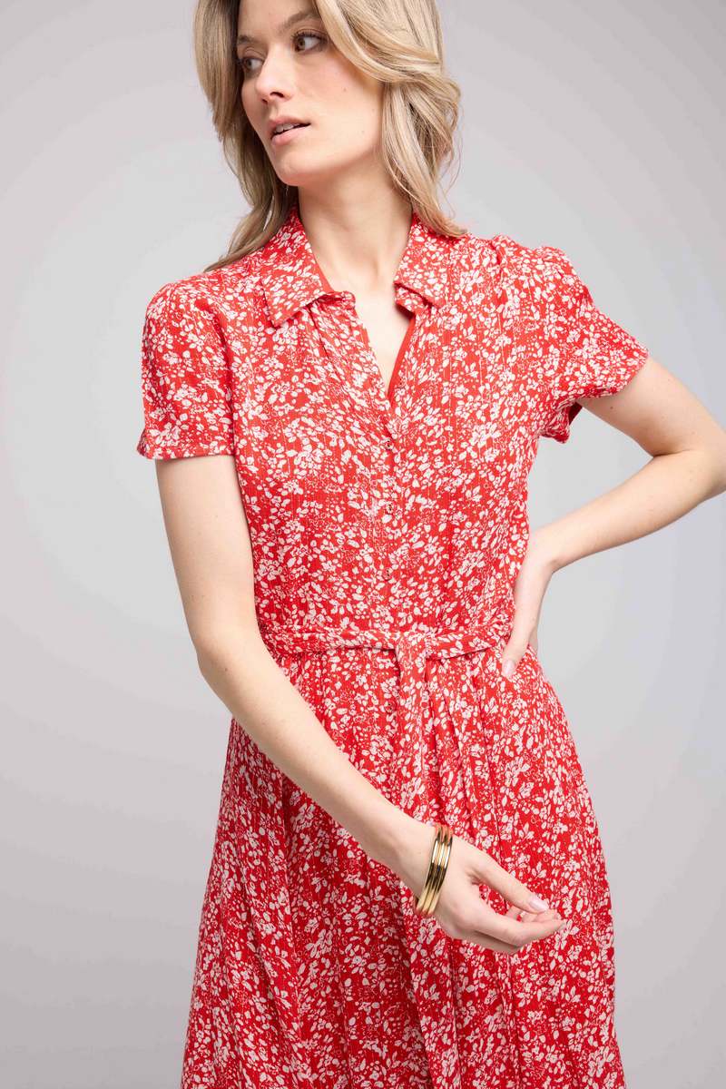 Vestido largo de manga corta - Rojo