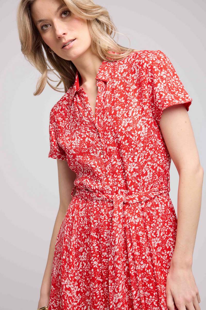 Vestido largo de manga corta - Rojo