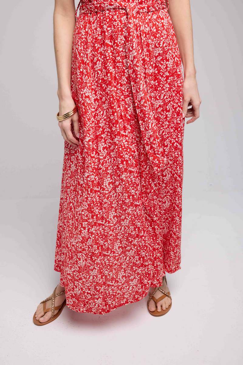 Vestido largo de manga corta - Rojo