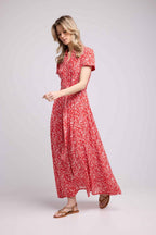 Vestido largo de manga corta - Rojo