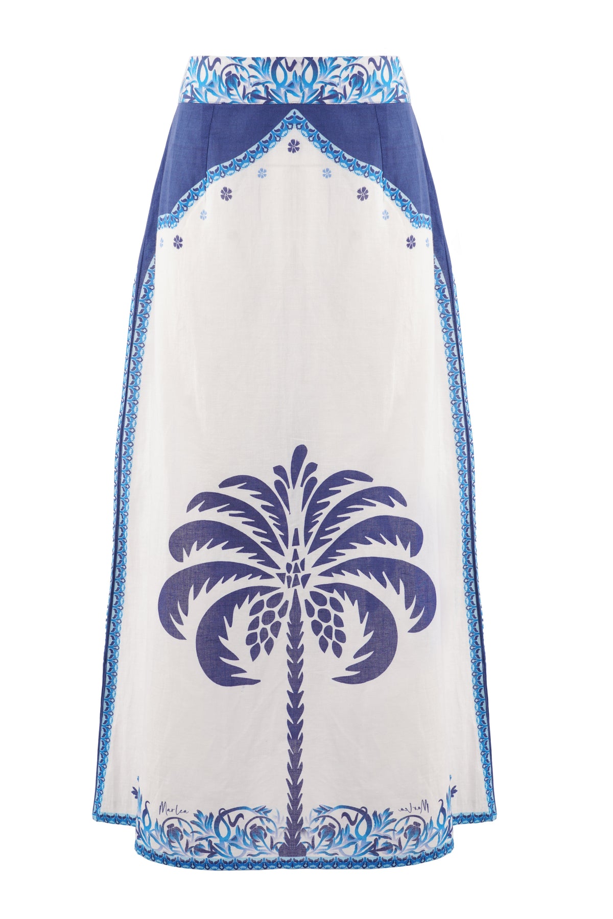 Val Skirt - Blue Palm Tree