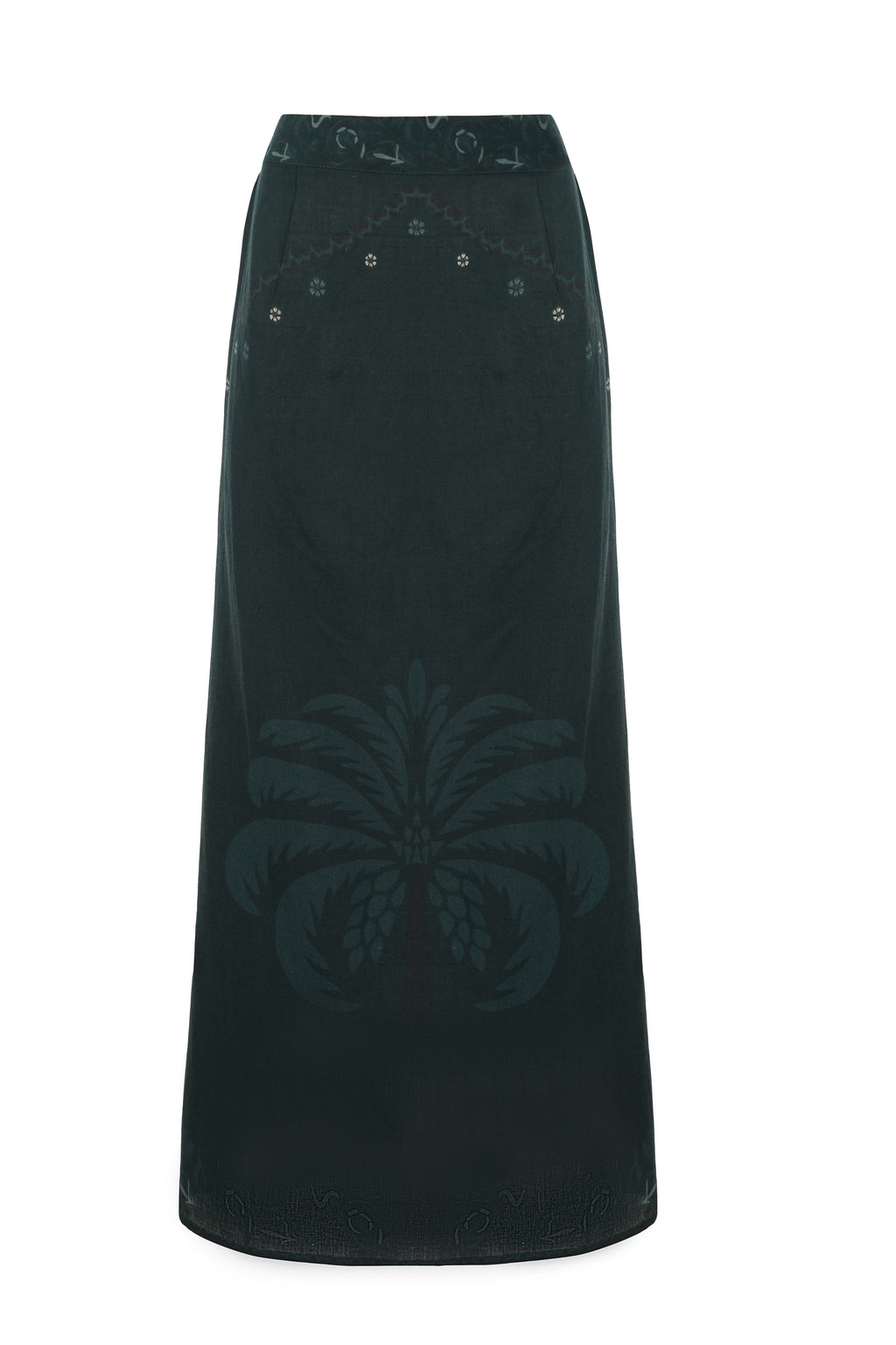 Val Skirt - Khaki Palm Tree