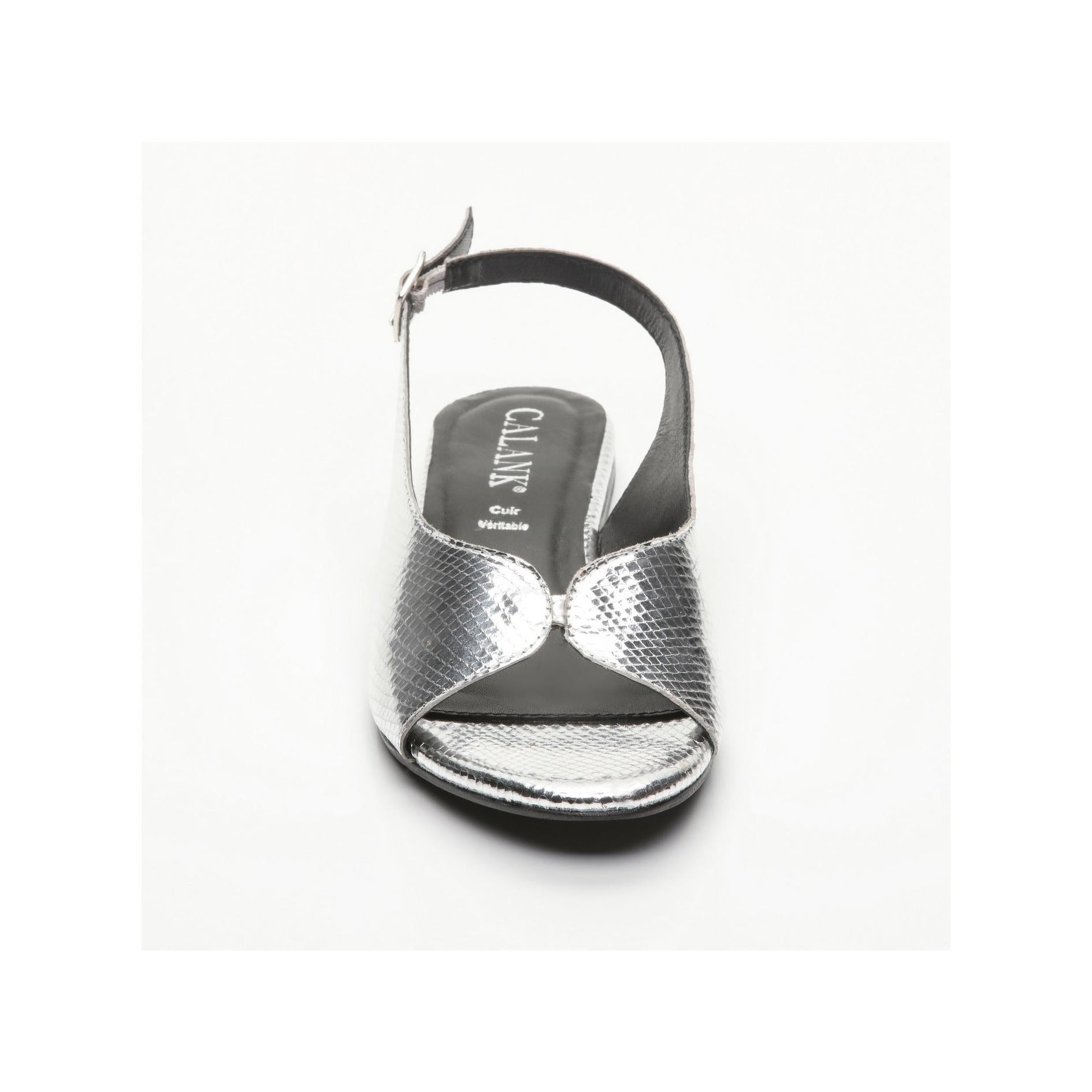 Calank - Sandalias de moda Ica - Serpiente plateada