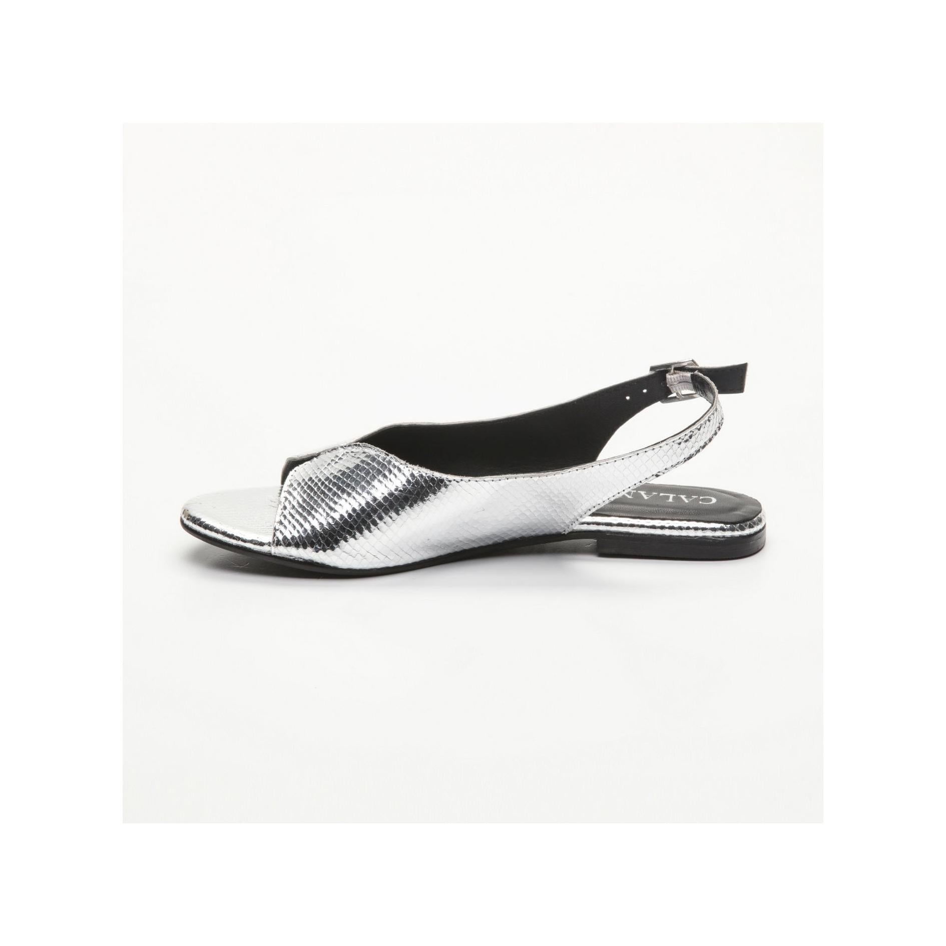 Calank - Sandalias de moda Ica - Serpiente plateada