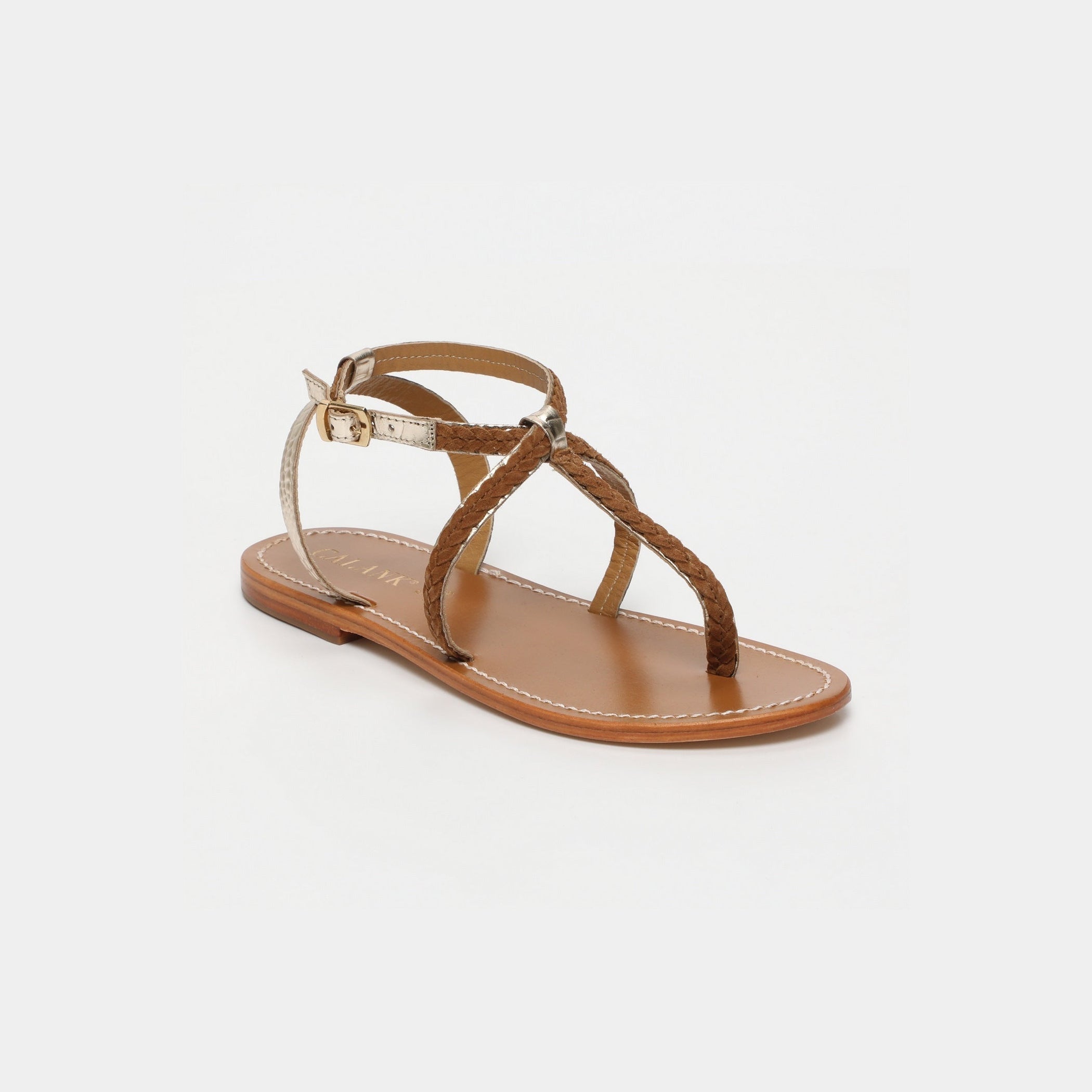 Calank - Sandales Entre-Doigts Lebai - Lt Gold Croco / Camel