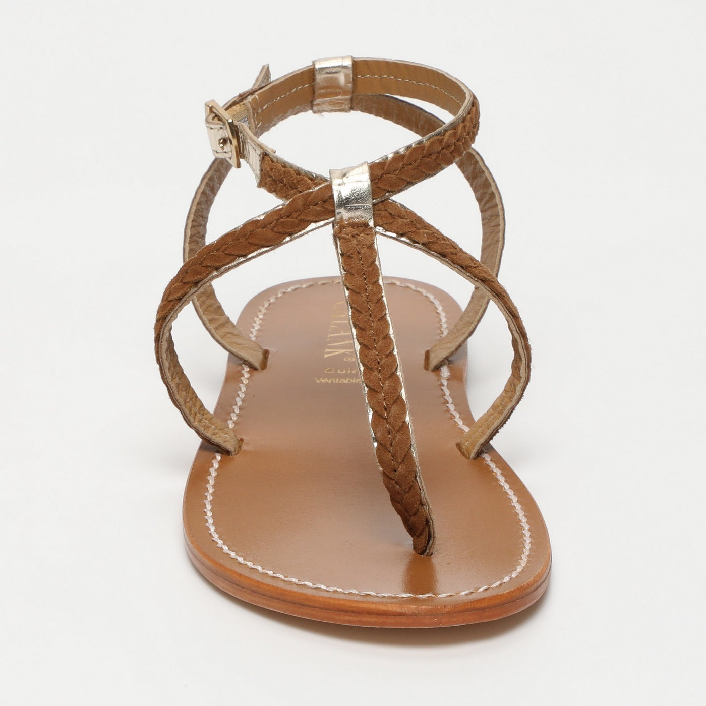 Calank - Sandales Entre-Doigts Lebai - Lt Gold Croco / Camel