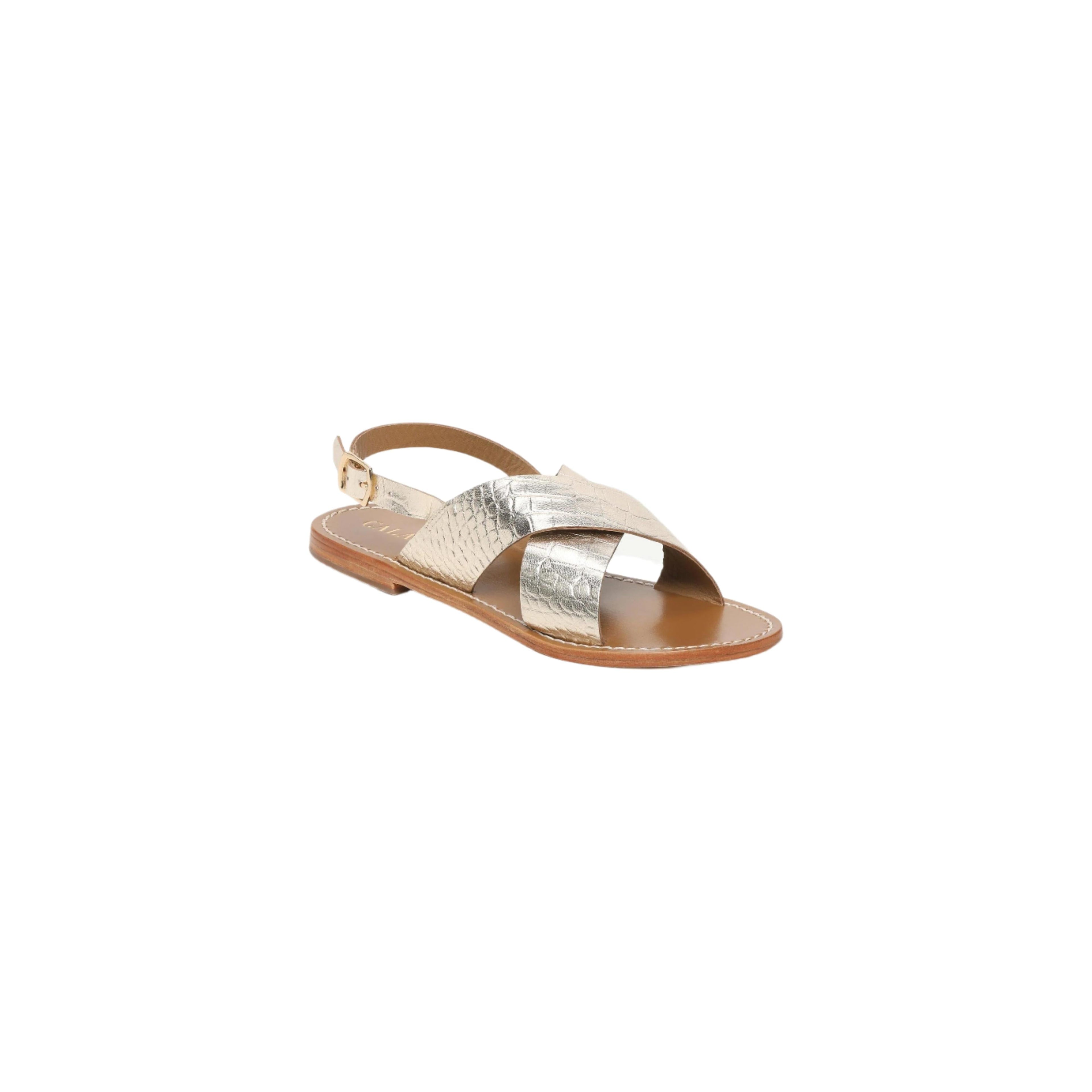 Calank - Sandales Funes - Light Gold Croco