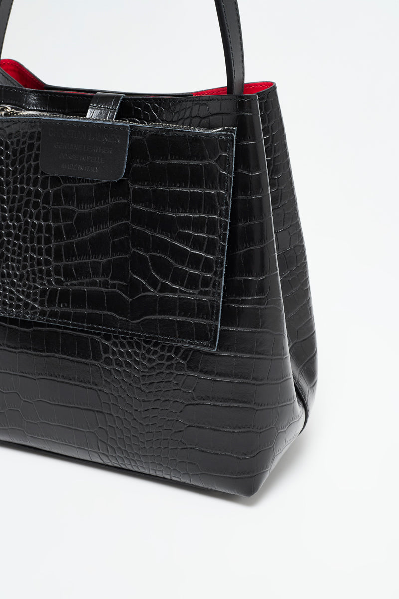 Lola Crocos Handbag - Black