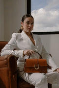 Katya Crossbody Bag - Camel + Off-White