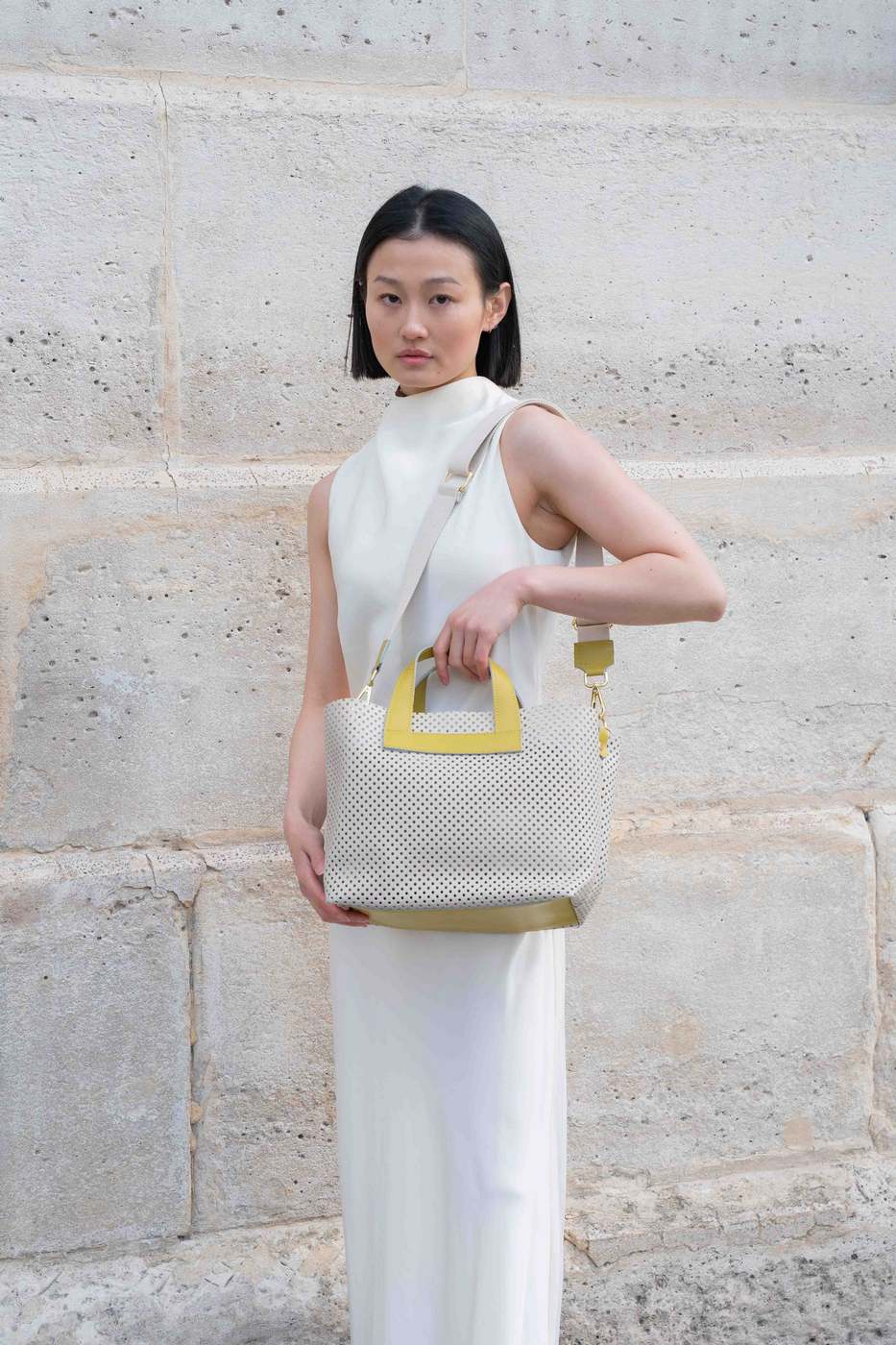 Bolso Bandolera Capri - Blanco Roto / Amarillo