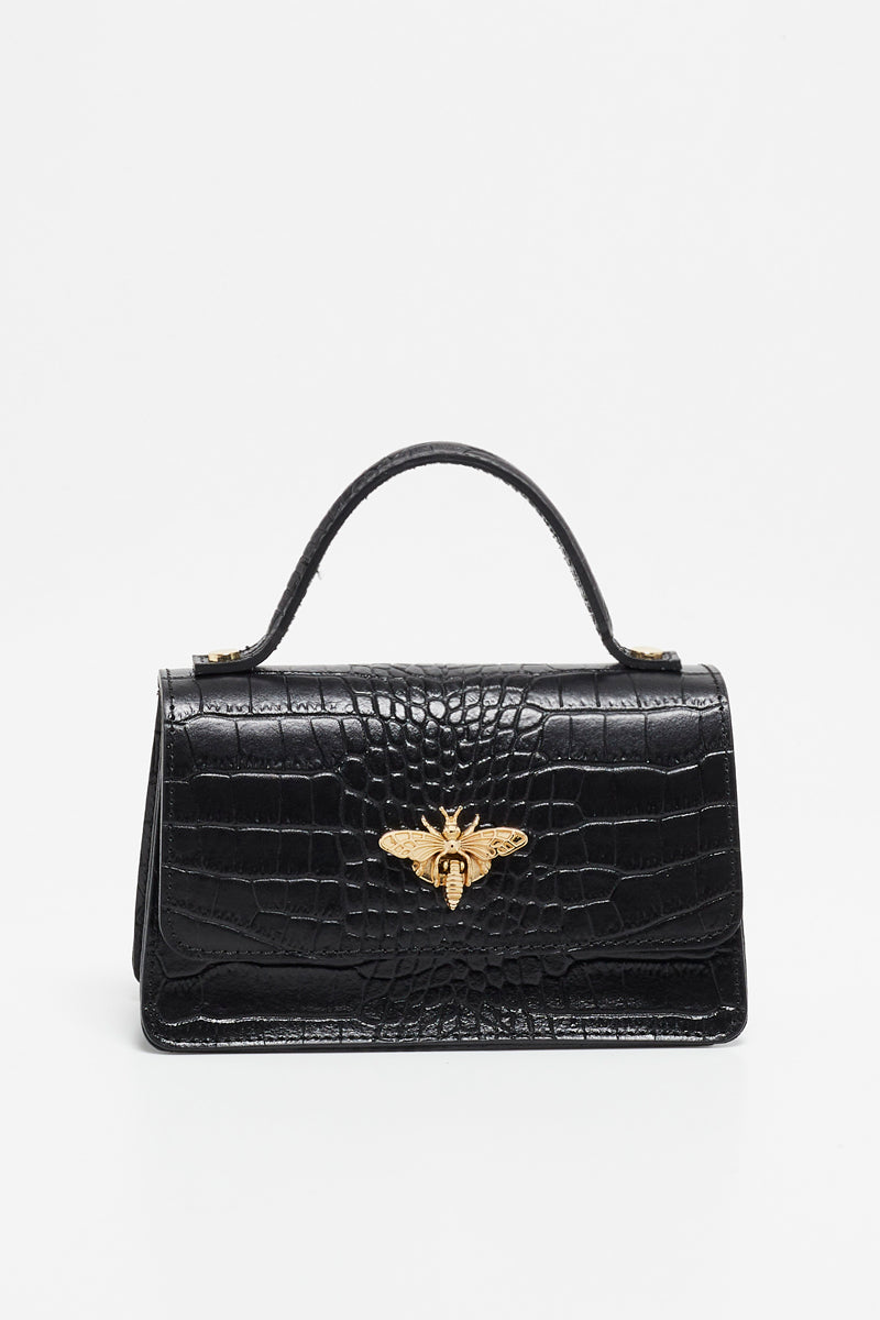 Bolso de Mano Lily Croco - Negro