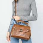 Borsa A Mano Swan Croco - Cammello