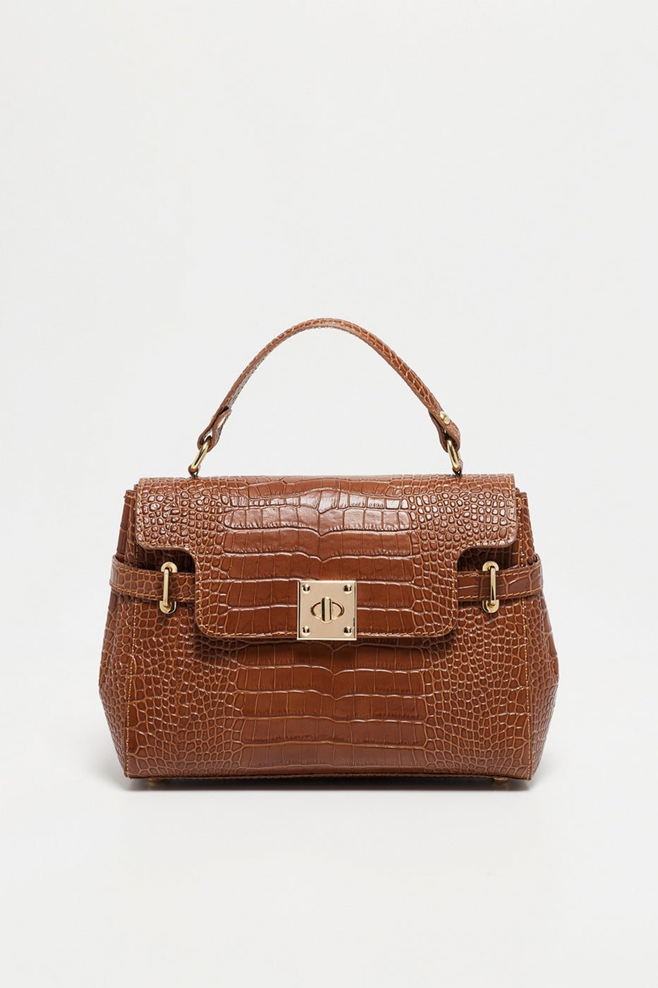 Borsa A Mano Swan Croco - Cammello