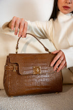 Borsa A Mano Swan Croco - Cammello
