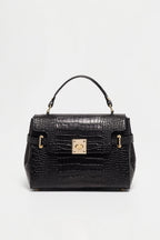 Swan Croco Handbag - Black
