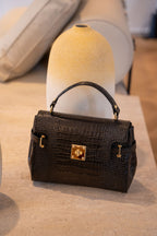 Sac À Main Swan Croco - Noir
