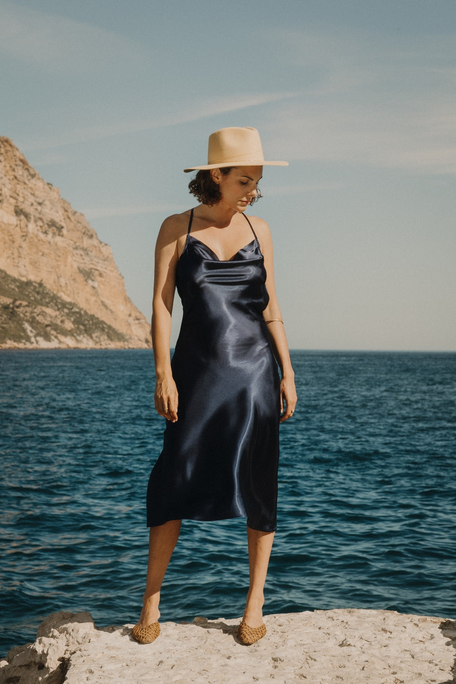 Robe Satin Claire - Navy Blue
