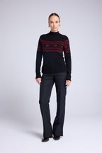 Pull Montagne Col Montant Clara - Noir Rouge
