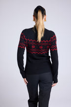Pull Montagne Col Montant Clara - Noir Rouge
