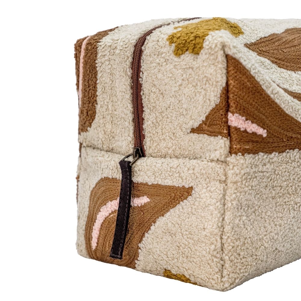Trousse De Toilette À Motifs Brodés - Beige