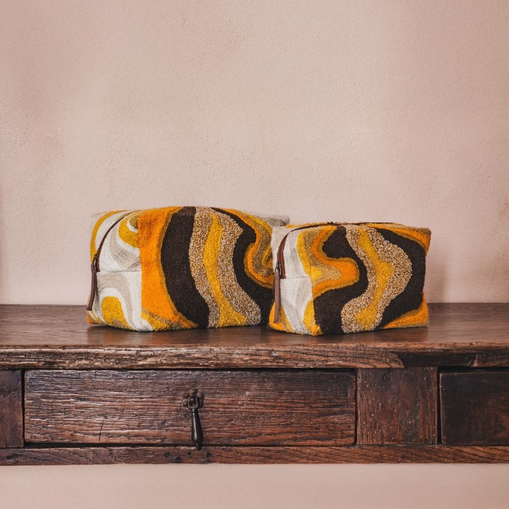 Trousse De Toilette À Motifs Brodés - Jaune