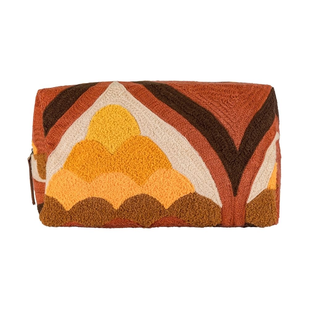 Embroidered Pattern Toiletry Bag - Red