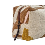 Embroidered-Pattern Makeup Bag - Beige