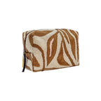 Embroidered-Pattern Makeup Bag - Beige