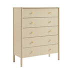 Cleo - Chest of Drawers - Bouclette - Beige and Black Metal Legs