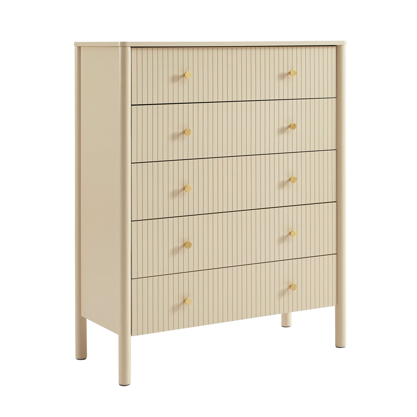 Cleo - Chest of Drawers - Bouclette - Beige and Black Metal Legs