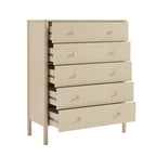 Cleo - Chest of Drawers - Bouclette - Beige and Black Metal Legs