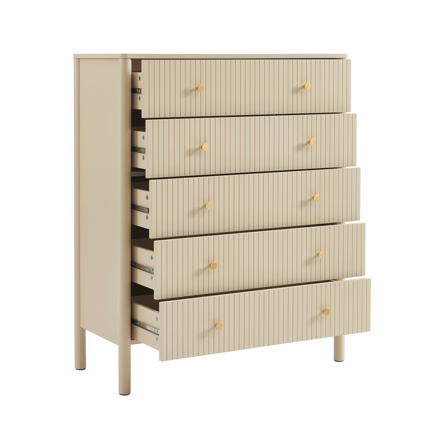 Cleo - Chest of Drawers - Bouclette - Beige and Black Metal Legs