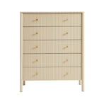 Cleo - Chest of Drawers - Bouclette - Beige and Black Metal Legs
