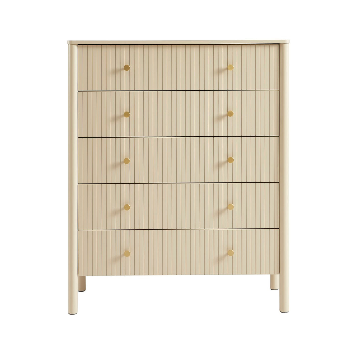 Cleo - Chest of Drawers - Bouclette - Beige and Black Metal Legs