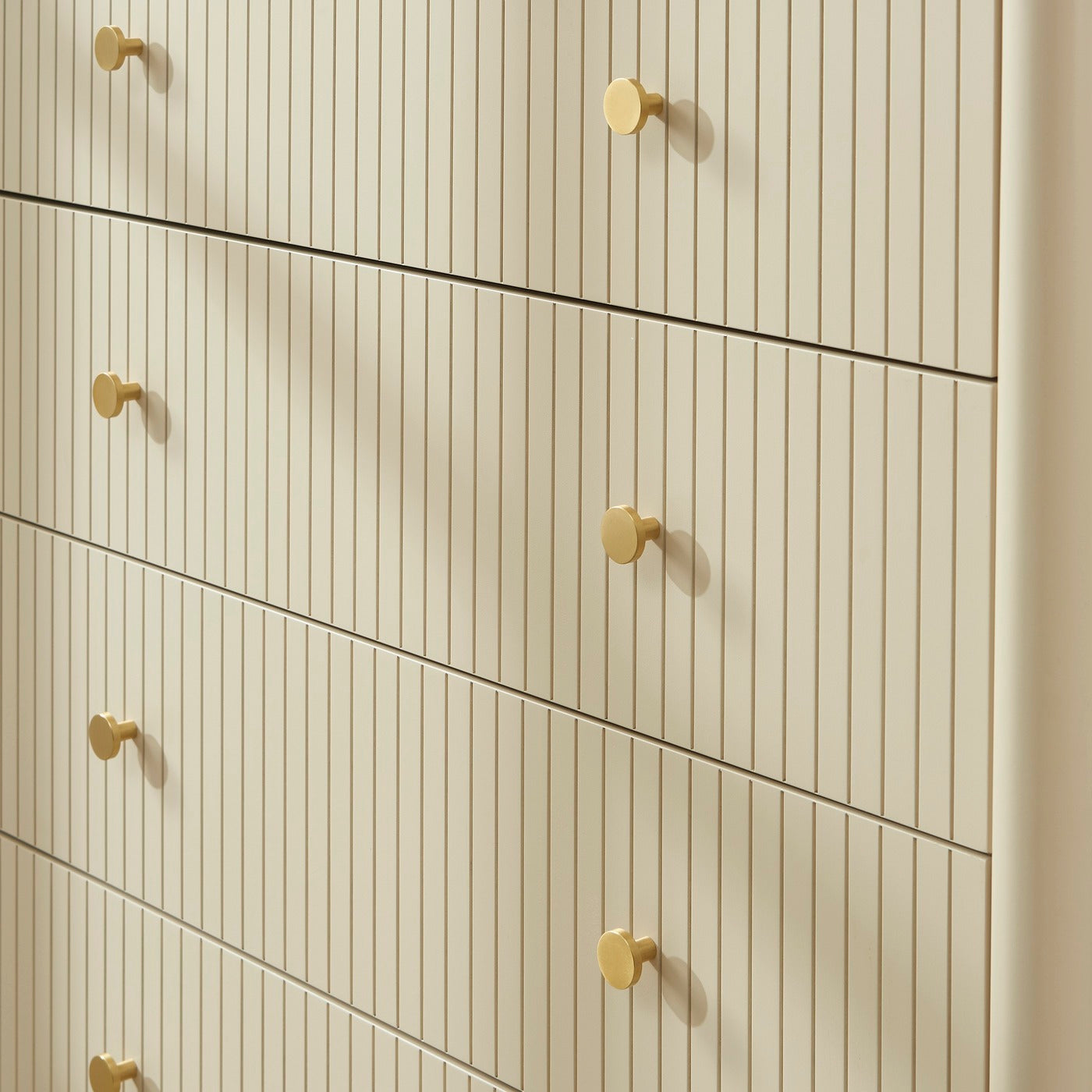 Cleo - Chest of Drawers - Bouclette - Beige and Black Metal Legs