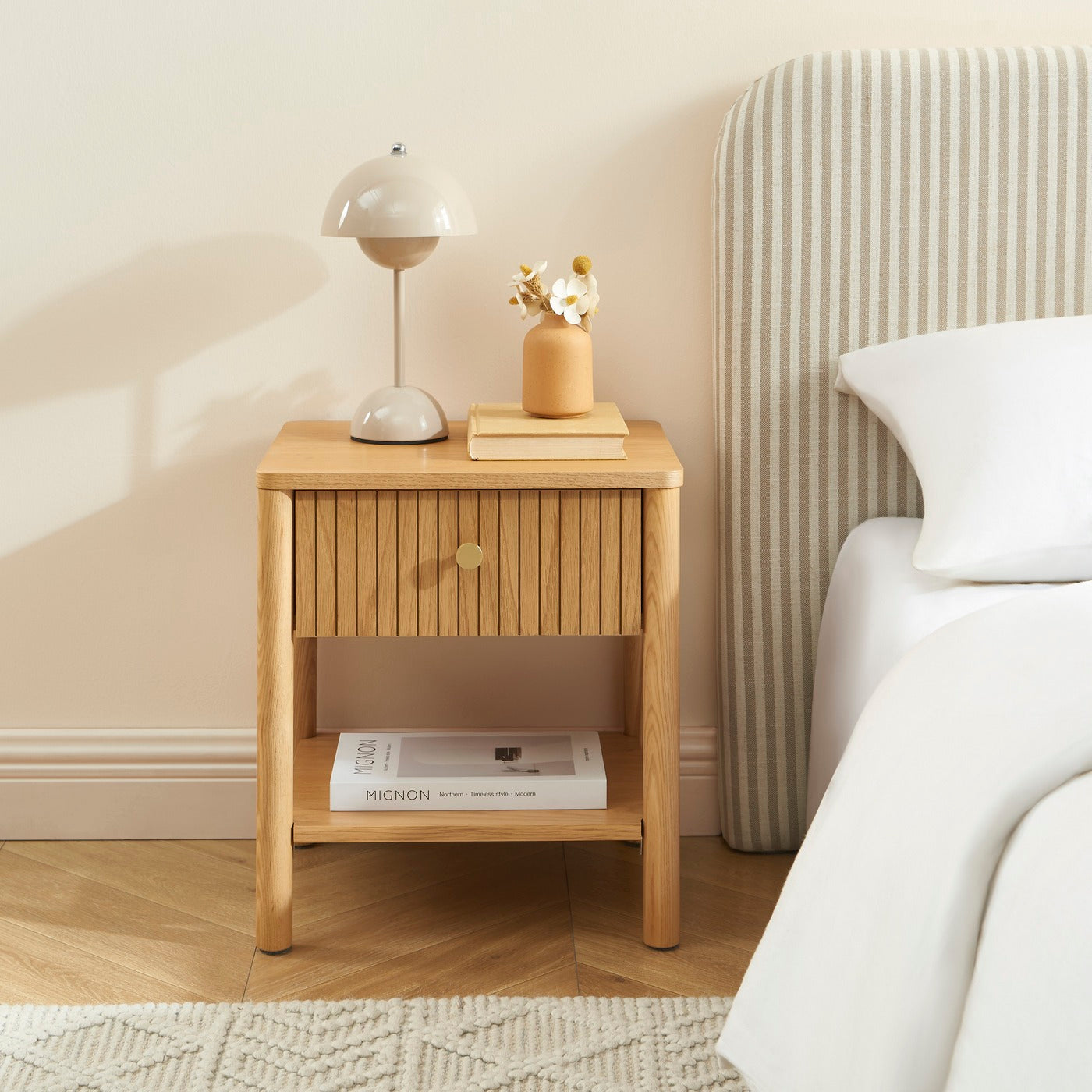 Cleo - Bedside Table - Oak Veneer