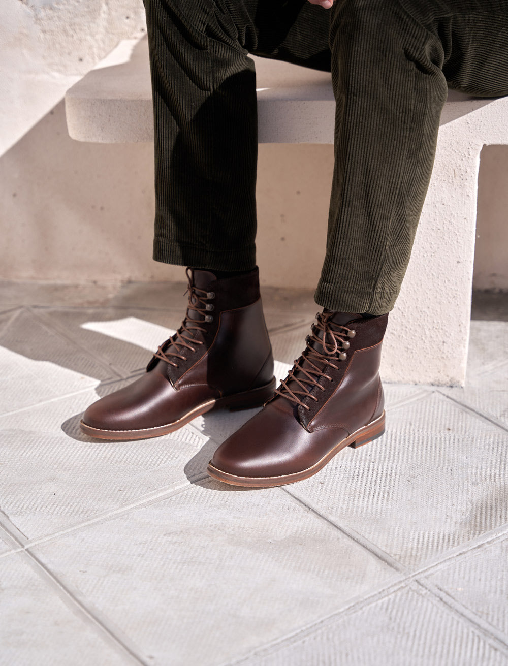 Combat Boots - Lined Combat Boots - Burgundy - Men