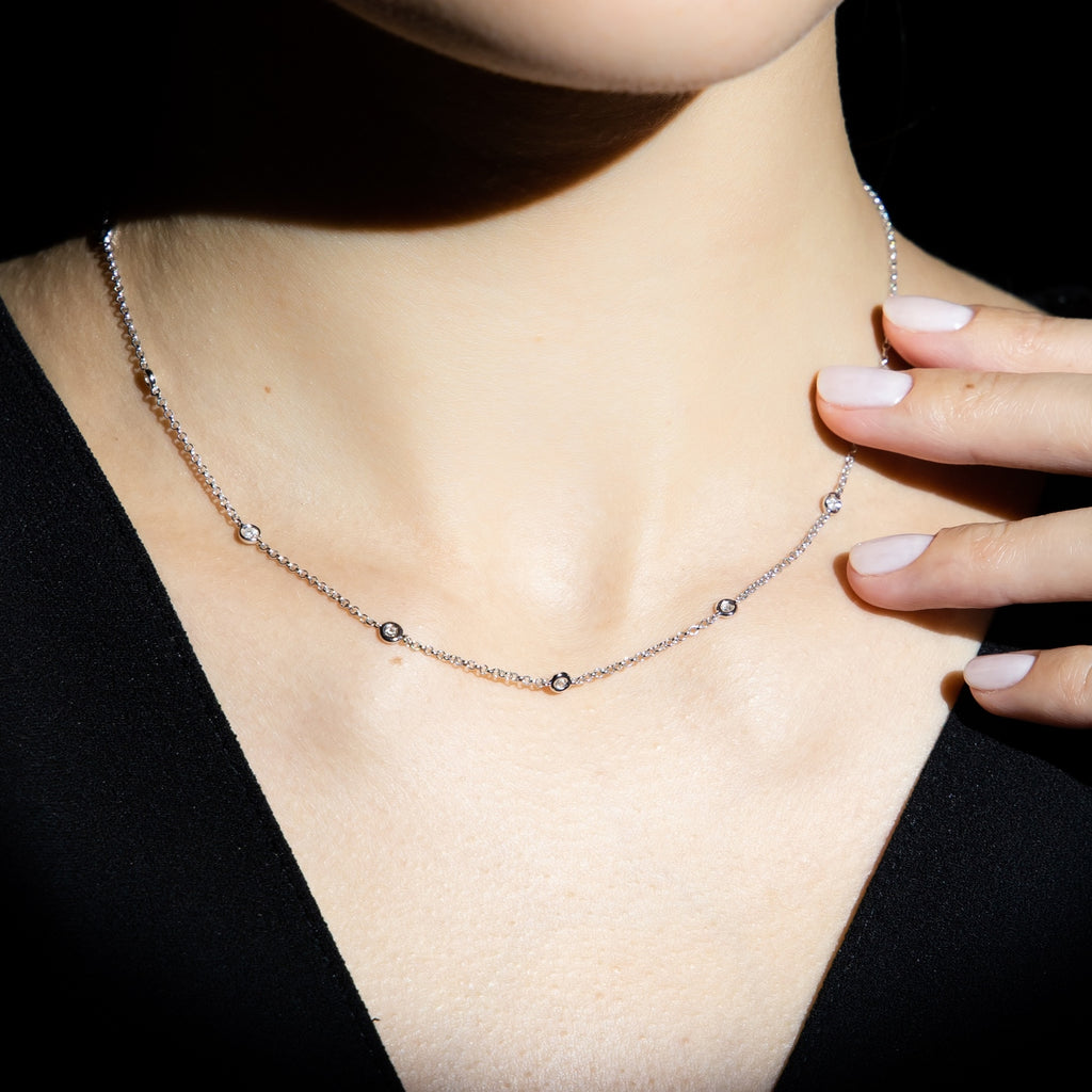 "Sunshine" Necklace D0.22/7 - 375/1000 White Gold