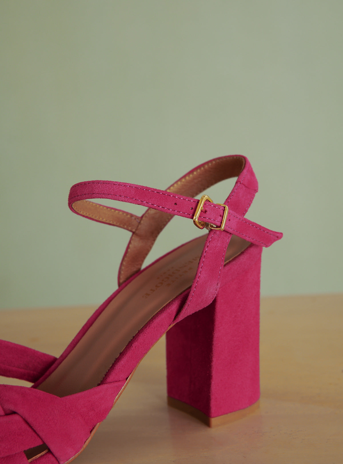 COE PINK SUEDE HEEL SANDALS PETITE MENDIGOTE