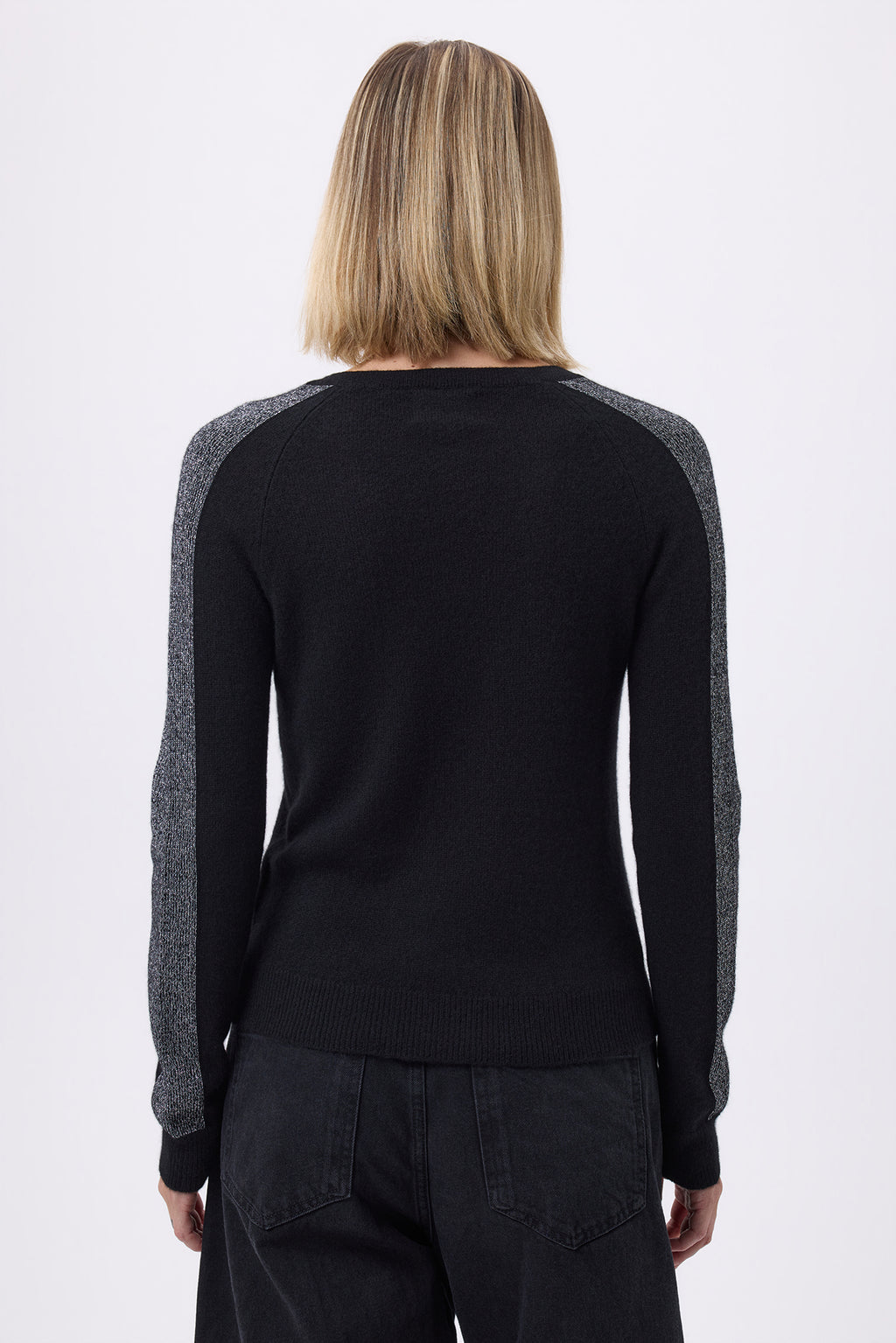 Jersey Cuello Pico Rayas Mangas F Colette - Negro Plateado - Mujer