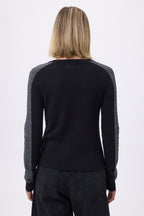 Jersey Cuello Pico Rayas Mangas F Colette - Negro Plateado - Mujer