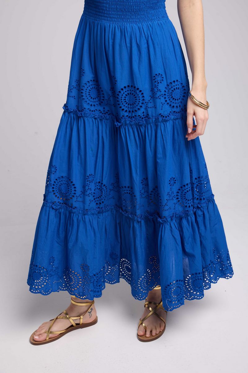 Vestido largo con tirantes - Azul