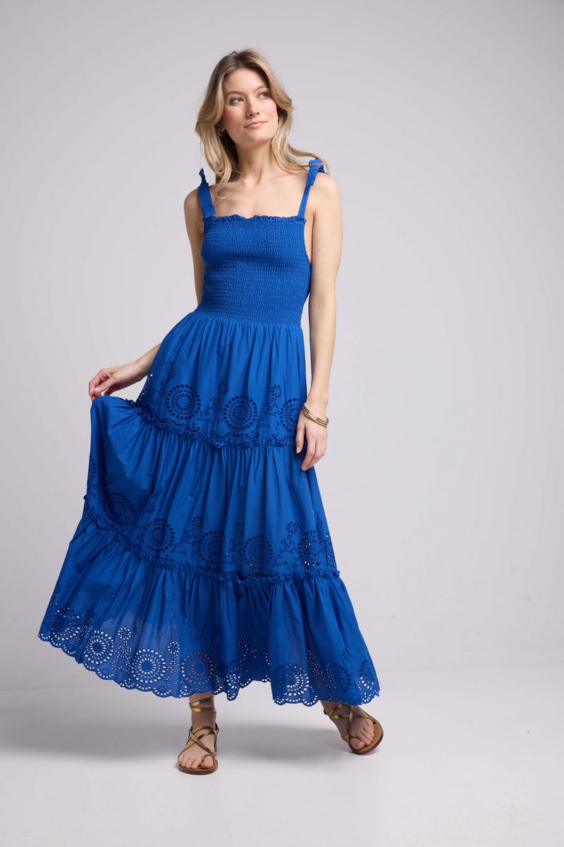 Vestido largo con tirantes - Azul